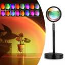 Exnemav Sunset Lamp Night Light - 16 Colors & 4 Modes Sunset Projection Lamp with Remote, Color Changing Rainbow Sunlight Lamp, Romantic Visual Led Light Projector for Photography Room Decor (Round Base)