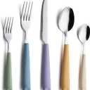 ANNOVA Silverware Set Stainless Steel Colorful Handle Tableware Kitchen Flatware Set Utensils, Includes Dinner Knives, Forks, Spoons, Salad Forks & Dessert Spoons (Morandi Mix, 20 Pieces)