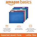 Amazon Basics Hanging File Folders with Adjustable Tabs for Document Organization, Letter Size, Assorted Jewel-Tone Colors, 25-Pack