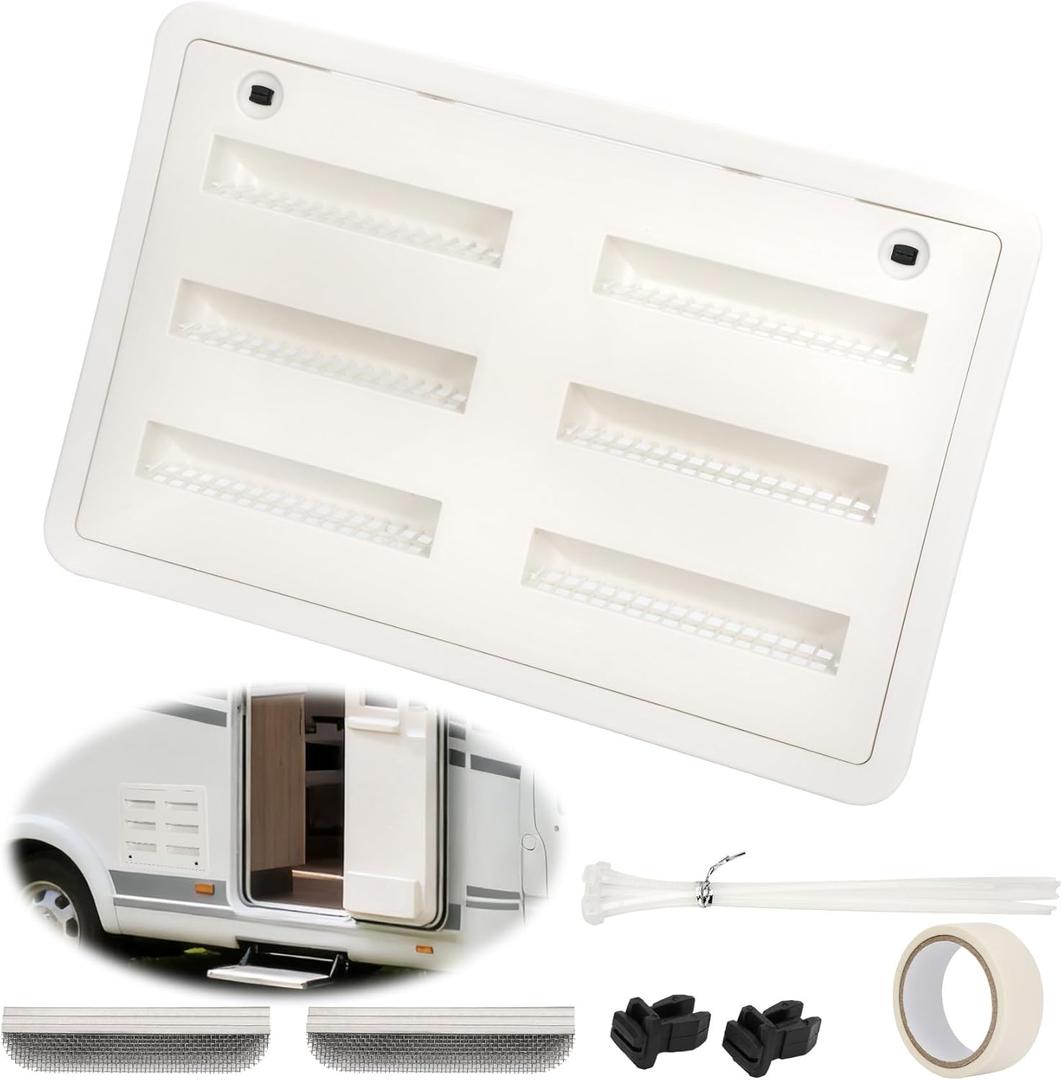 23-1/8"W x 15" H RV Refrigerator Vent Cover, RV Refrigerator Side Vent Cover Replacement with Insect Screen for Trailers and Campers, White