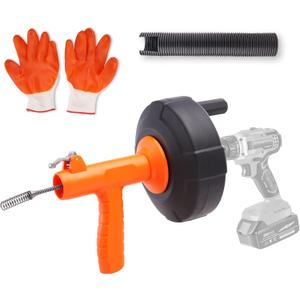 VEVOR Drain Auger 25Ft, Plumbing Snake Auto Feed, Plumbers Snake with Drill Attachment, Pipe Snake Drain Clog Remover for Kitchen Bathroom Shower Sink with Protective Hose and Gloves