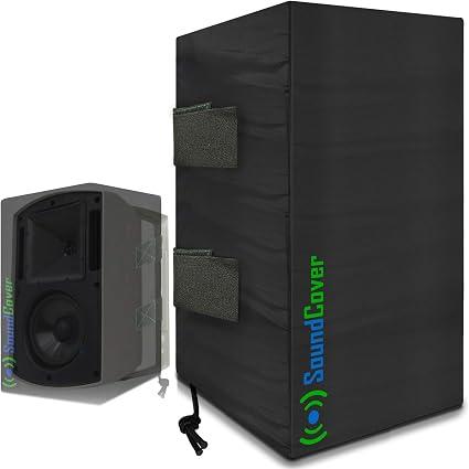 Large Outdoor Speaker Covers for C-Bracket Mounted Speakers Premium 210T Polyester with Silver UV Protective Coating Water-Resistant, Open-Back Design with Drainage Eyelets Set of 2