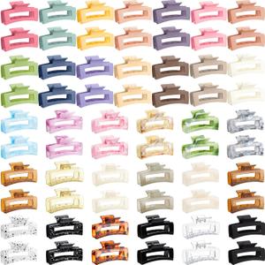 Cindeer 64 Pcs Medium Hair Claw Bulk Hair Clips Set Rectangle Claw Clips Matte Thin Clamps Accessories for Women Girls for Thick(3.35 Inch,Multicolor)