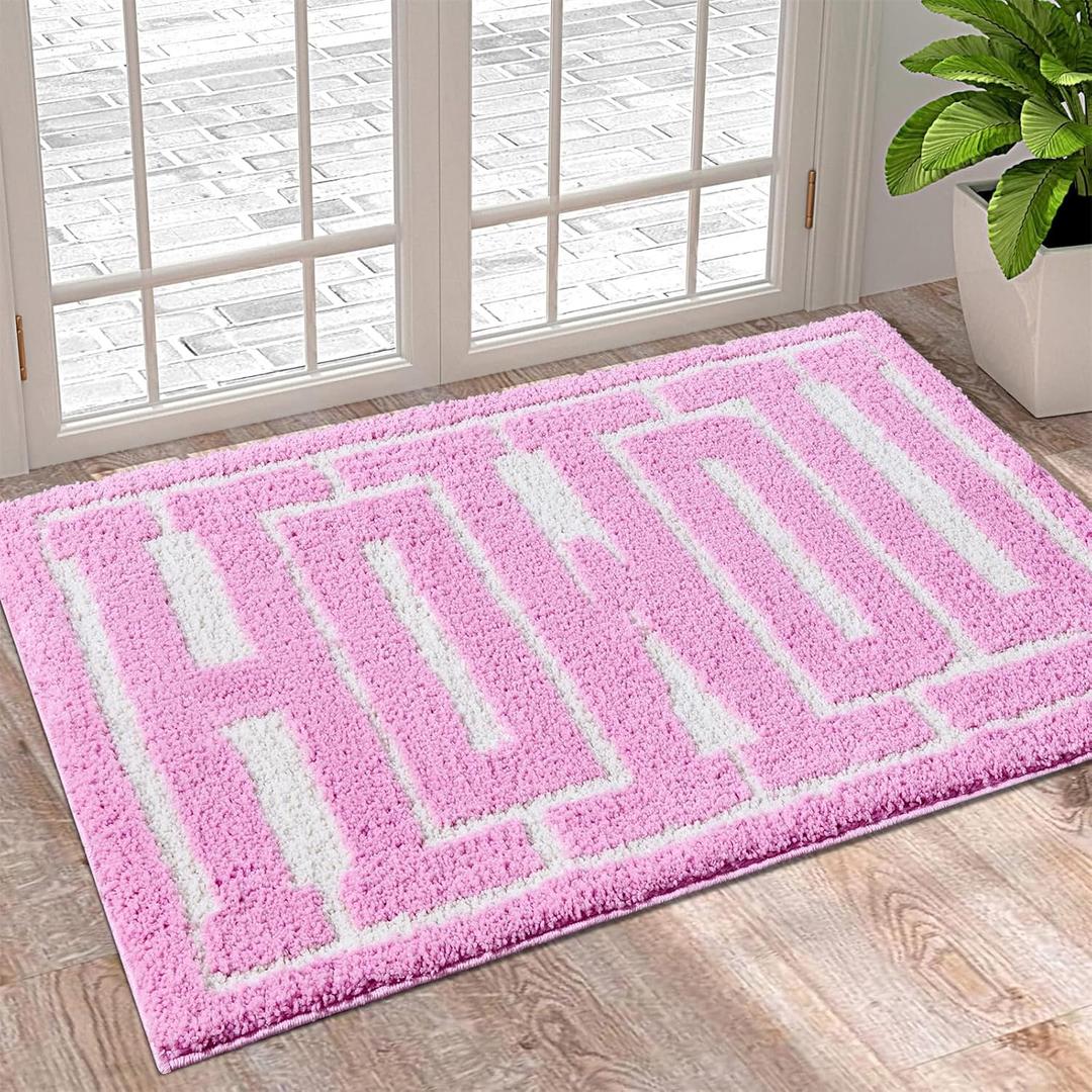 RoomTalks Washable Howdy Rug Indoor Doormat, Cute Cowgirl Country Rustic Pink Bathroom Rugs Non Slip Bath Mat, Wild West Rodeo Texas Throw Rugs 2x3 Small Area Rug for for Bedroom Bathroom Kitchen