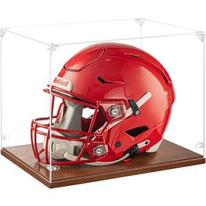 Football Helmet Display Case Full Size, Thickened UV Protection Clear Acrylic Lid Helmet Box, Football Helmet Showcase with Solid Wood Base for Sports Memorabilia