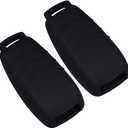 Lcyam Silicone Remote Key Fob Covers Smooth Soft Rubber Case Fits for Mercedes-Benz A220 E63S AMG E-Class GLE 350 4MATIC 2019 2020 2021 (Black Black)