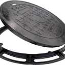 Round Manhole Cover and Frame, 35cm/45cm/60cm/70cm/80cm Cast Iron Septic Tank Lid, Replacement Septic Tank Cover, Non-Slip Sewage Basin Lid, for Patio Garden(45cm)