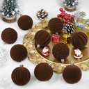 30pcs Velvet Christmas Ornaments Balls, 2.36 Inch Flocked Brown Shatterproof Baubles with Hanging Strings, Elegant Velvet Ball Ornaments for Xmas Tree, Holiday Party & Home Dcor (Brown)