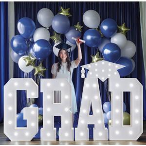 2026 Graduation Decorations Marquee Letters: 4FT GRAD Letters Party Decor Graduations Ornaments Large Marquee Light up Sign Graduate Kindergarten Preschool High School College Pre-cut Foam Board