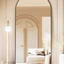 Full Length Mirror, 58"x19" Arched Floor Mirror Freestanding, Floor Standing Full Body Mirror with Stand for Bedroom, Hanging Mounted for Living Room Cloakroom, Black