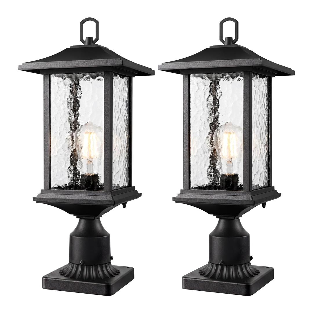 Beionxii 21inch Outdoor Post Lights, Large Exterior Lamp Post Light, Black