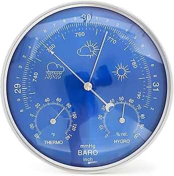 Barometric Pressure Gauge for Home, 3-in-1 All-Season Wall Hanging Thermometer, Barometer, Hygrometer | Accurate Weather Station for Home and Office | Fahrenheit Edition in/Outdoor, Fahrenheit Edition