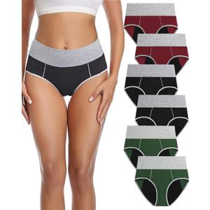 Leakproof Incontinence Underwear for Women, Washable Reusable Cotton Briefs with Heavy Absorbency 50200ml, Bladder Control Panties for Postpartum, Menopause, 6pcs, Small
