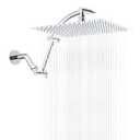 Hibbent All Metal Rain Shower Head, 12'' High Pressure Rainfall Square Showerhead with 16" Shower Head Extension Arm, Solid Brass Adjustable Shower Arm Extender, Waterfall fixed Showerheads, Chrome