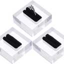 FINGERINSPIRE 3Pcs Clear Acrylic Ring Display Stand with Black Velvet Square Transparent Ring Display Holder Ring Storage for Store Showcase and Home Jewelry Organize 1.6x1.6x0.8 inch
