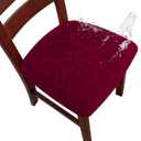 Genina Waterproof Chair Seat Covers Dining Room Chair Covers Stretch Seat Cover for Dinning Room Chair Protector Slipcovers for Kitchen, Hotel (2, Flower Pattern-Wine Red)