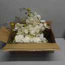 Artificial Orchid Plant, 35 Inch 4 Pcs Phalaenopsis Flowers with Leaves, Real Touch Orchid Stems for Home Decoration