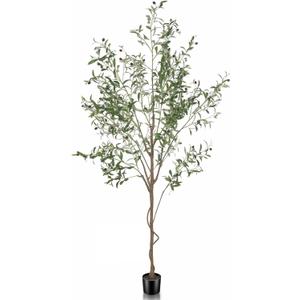 Faux Olive Tree 7ft, Tall Fake Olive Tree with Large Olive Branches and Fruits, Artificial Olive Tree Indoor for Modern Home Office House Living Room Decor
