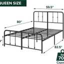 Zinus Leonardo Metal Platform Bed Frame, Victorian Spindle Style Headboard and Footboard, Heavy Duty Bed Base, Ample Underbed Space, Queen