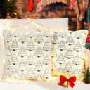 HUGOMOVA Christmas Pillow Covers 18x18 inch Set of 2 Christmas Decorations Soft Plush Faux Fur Wool Beige Xmas Tree Throw Pillow Cases Winter Holiday Decor for Sofa Living Room