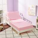 EVERYDAY KIDS 3 Piece Toddler Sheet Set - Soft Breathable Microfiber Toddler Bedding - Includes a Flat Sheet, a Fitted Sheet and a Pillowcase - Solid Pink