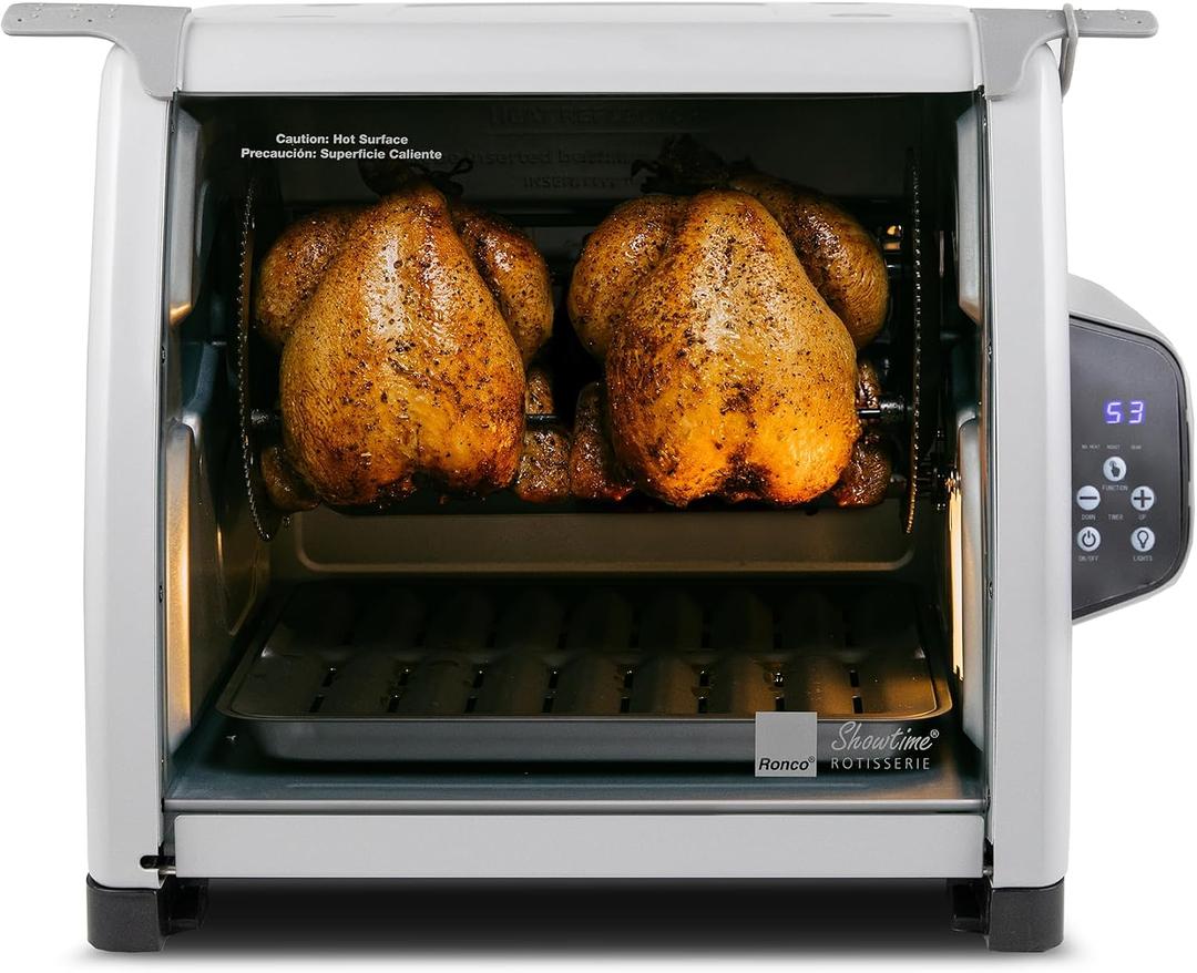 Ronco 6000 Platinum Digital Countertop Rotisserie Oven, 12-lb Capacity | Rotisserie chicken cooks perfectly, 3 functions - rotisserie, sear, no-heat rotation; basket included; auto shutoff