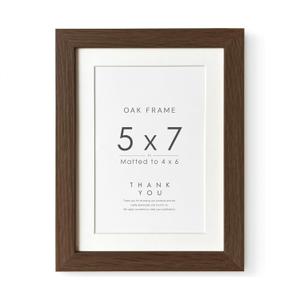5x7 Picture Frame, Solid Oak Wood 5 x 7 Photo Frame with Mat to 4x6, 7x5 Picture Frames for Wall and Tabletop Display, (Walnut Set of 1)