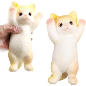 Big Hand Painted Cat Squishy ToysLarge Cute Ultra Soft Kitty Squeeze Fidget Toys for Stress Relief ,Kawaii Squishies Sticky Animal Toys for Adults Kids,Decompression Sensory BallsCream