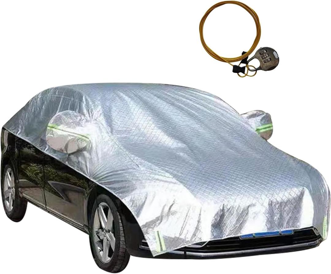 Waterproof & All-Season Half Car Cover,Full Coverage Protection for Windshields & Windows, Car Cover for Snow,Ice,Rain,Shading, (S Size Fit for Hatchback.