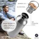 Bambaw Stainless Steel Insulated Water Bottle 32 oz, Stainless Steel Water Bottles 32 oz with Handle & Wide Mouth, Rust-Resistant Metal, Durable & Great for Travel (Natural Steel)