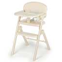 High Chairs for Babies and Toddlers, Baby High Chair Adjustable Height, Dining Chair with Removable Tray, Ergonomic Toddler Feeding Seat, Sturdy & Durable Construction, Beige