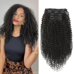 Curly Clip in Hair Extensions, Urbeauty Pink Mango 6 PCS 100% Pure Protein Silk Kinky Curly Hair Extensions Clip Ins for Black Women Hair Soft Natural Durable Light Long Lifespan