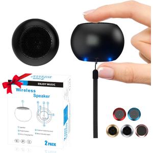AUKSKY 2Pack Portable Mini Speakers, Bluetooth Tiny Speakers,Wireless Micro Speaker for Phone/PC/Tablet, Rechargeable Battery, Builtin Microphone, Cute Mini Speaker with Strap to Carry, Black