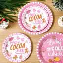 Suclain 100 Pcs Christmas Hot Cocoa Pink Baby Its Cold Outside Paper Plates Baby Shower Gingerbread Men, Stars Snowflakes Party Supplies Disposable Set for Winter New Year Xmas Serves 50 Guests
