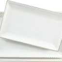 Kassel Ceramic Serving Platter Set | 14/12 /10 Rectangular Serving Trays for Entertaining at Parties and Weddings | Oven Safe Large Serving Trays for Tacos, Steak, and Cake