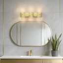Modern Polished Gold 3 Light Bathroom Vanity Light, Eleglant LED Bathroom Light Fixtures Over Mirror, Hardwired Acrylic Shade Wall Lighting Fixtures, Dimmable, 3CCT(3000/4000/5000K)