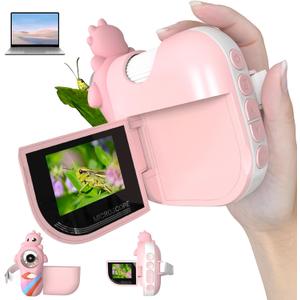 Microscope for Kids, 1000X Handheld Mini Portable Microscope with 8 Adjustable LED Lights, 2-Inch LCD Screen Pocket Microscope Camera for Toddlers-Education Christmas Birthday Gifts Toys for Girls (Pink)