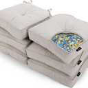 SUNROX LokGrip Non Slip Gel Memory Foam Chair Cushions for Dining Chairs Tailbone Pain Relief, Tufted Stain Resistant Thicken Durable Chair Pad for Dining Kitchen Office 17"x16" Set of 6, Cream