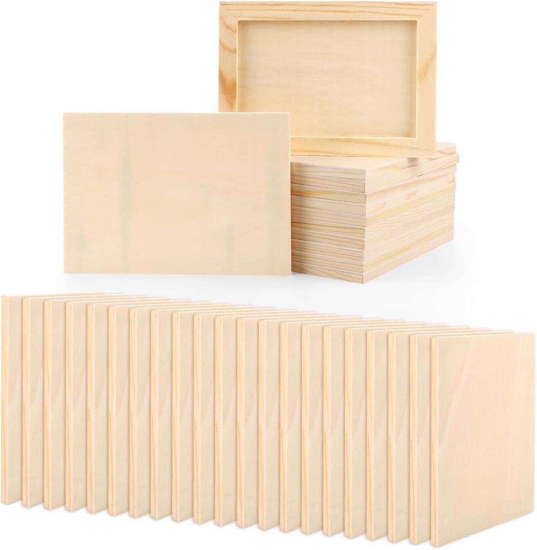 48pcs Unfinished Wood Canvas, 5x7 Inch Multipurpose Blank Wood Canvas Boards Pine Wood Panels Wooden Canvases for Painting Drawing Craft DIY Art Project