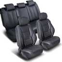 Coverland Custom Truck Car Seat Covers Full Set for [2015-2026 Chevy Colorado Crew Cab] - Protector Car Seat Cover Water Resistant Leather Memory Form Back Support Seat Cushion [Full Set-Black]