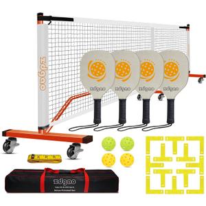 Portable Pickleball Net Set, 22FT Regularion Size Pickle Ball Net with Paddles Set, Outdoor Pickleballs and Carry Bag, Easy Setup for Indoor, Outdoor, Driveway