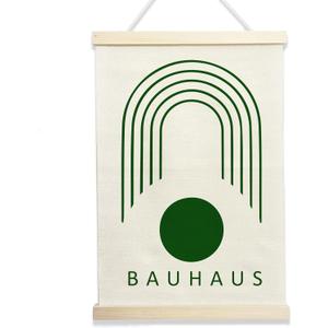 Abstract Wall Art Bauhaus Geometric Hanging Flag, Modern Minimalist Canvas Banner 12x17 Inch, Retro Design Art Print, Unique Gift for Architecture Lovers & Art Students.(153)