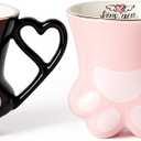 TaoTaojarvie Cat Paw Coffee Mug - Pink and Black Set of 2, Perfect for Cat Lovers, Enjoy Your Coffee with These Cute Cat Paw Mugs, 10oz, Couple&Wedding, Best Festival Gifts(Black&Pink) 2 Pack
