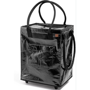 CleverMade Large Laundry Basket Hamper Bag, 90l Portable Collapsible Cart with Wheels, Heavy Duty Storage Organizer for Clothes & Groceries, Rolling Utility Tote with 75 lb Capacity, Foldable, Onyx