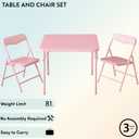 Heritage Kids Pink Kids Activity Table and Chair Set,3-Piece Furniture Set with 1 Square Table & 2 Folding Chairs, Playroom Table Set for Ages 3+