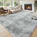 8x10 Area Rugs for Living Room Bedroom, Large Area Rug Shag Shaggy Carpet Soft Plush Furry Bedside Rug, Rugs for Home Decor (Light Grey Tie-Dyed, 8x10 Feet)