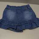Girls Denim Shorts 2 Layers Ruffles Lace Kids Baby Workout Fashion Skirt Shorts Summer Beach Sports Short Pants (5-6 Years, Dark Blue)