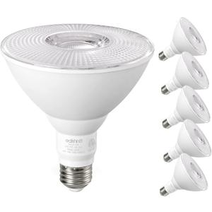EDISHINE Flood Lights Outdoor, Dimmable PAR38 LED Outdoor Flood Light Bulbs, 120W Equivalent, IP65 Waterproof for Yard, Garage, Porch, 5000K Daylight White, 18W 1800LM, E26 Base, 6 Pack ETL Listed
