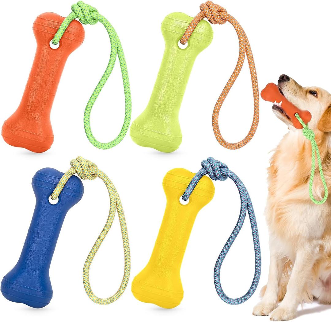 Skylety 4 Pack Floating Dog Toy with Rope Handle | EVA Dog Bumper Throw Stick for Water Training Fetch Retrieving Pool Water Toy for Beach Diving Pool Yard Summer Outdoor Play