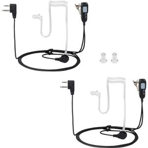 A Earpiece Headset with PTT/VOX for Midland GXT1000VP4 GXT1050VP4 LXT500VP3 Walkie Talkies/Two Way Radio Transparent Acoustic Tube (Pack of 2)